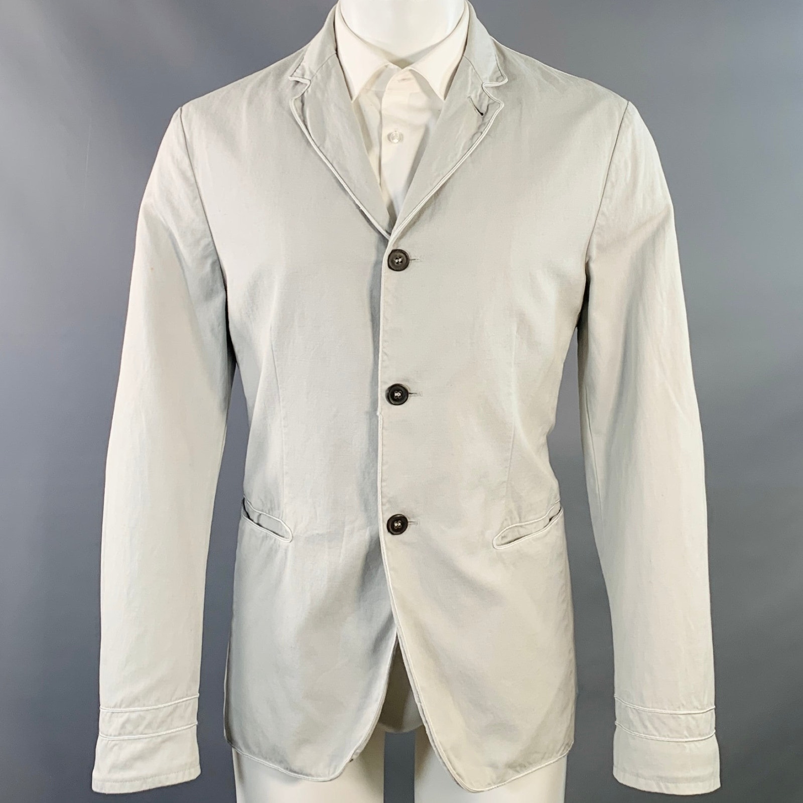 John Varvatos Size M Grey Light Cotton Linen Notch Lapel Sport Coat
